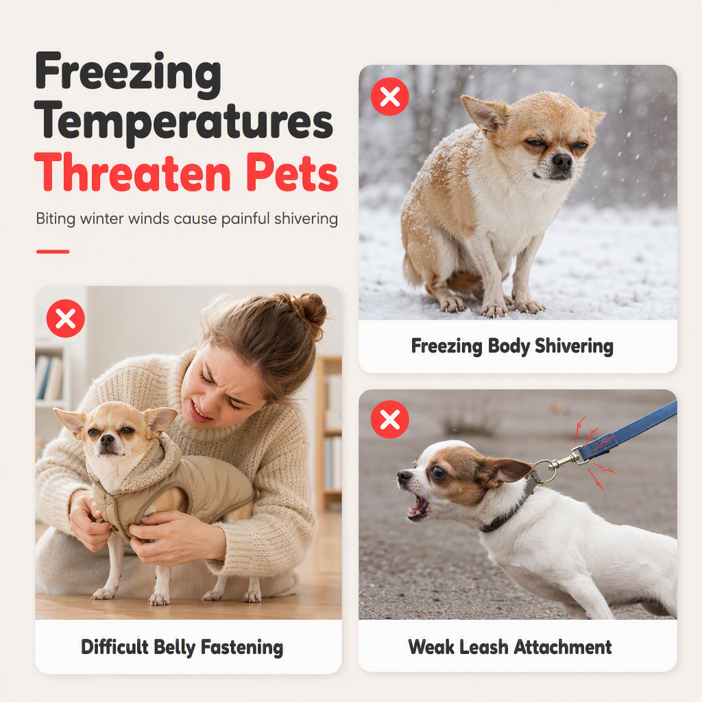 🐕 50% OFF! ✨ Hooded Dog Coat – Windproof Outer Layer, Thick Polar Fleece Lining & Built-In Harness Ring – Cozy Winter Protection for Small & Medium Pets 🧥