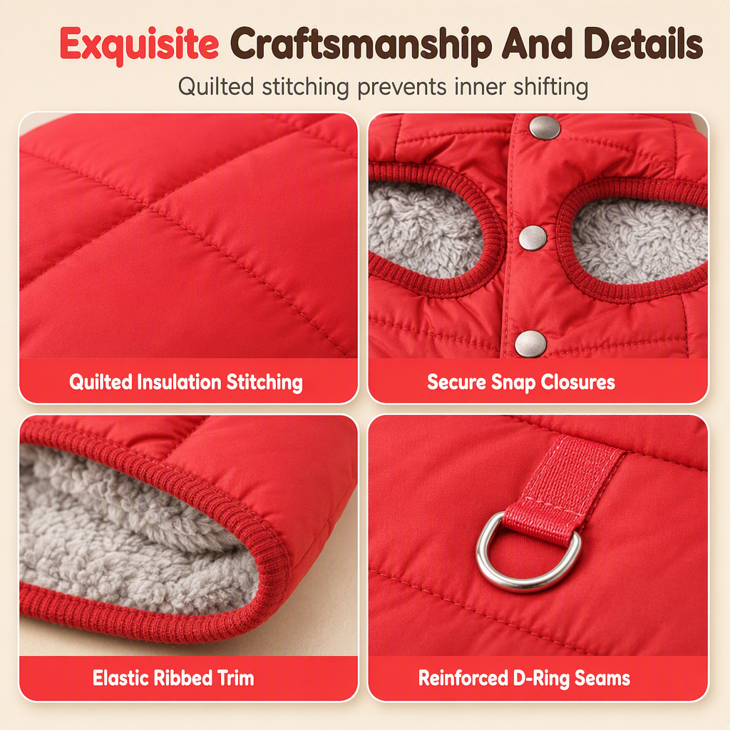 🐕 50% OFF! ✨ Hooded Dog Coat – Windproof Outer Layer, Thick Polar Fleece Lining & Built-In Harness Ring – Cozy Winter Protection for Small & Medium Pets 🧥