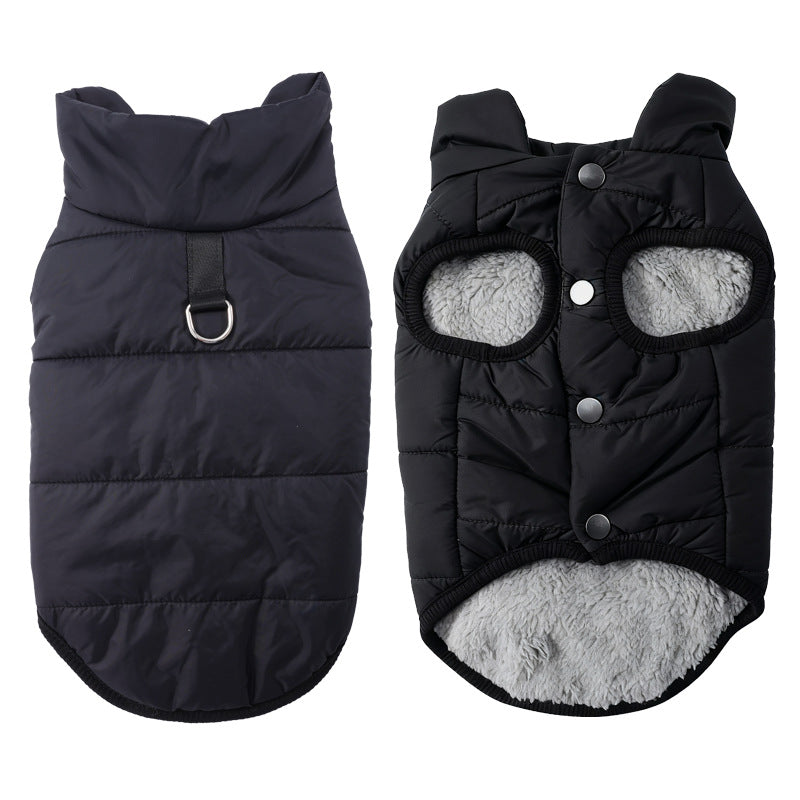 🐕 50% OFF! ✨ Hooded Dog Coat – Windproof Outer Layer, Thick Polar Fleece Lining & Built-In Harness Ring – Cozy Winter Protection for Small & Medium Pets 🧥
