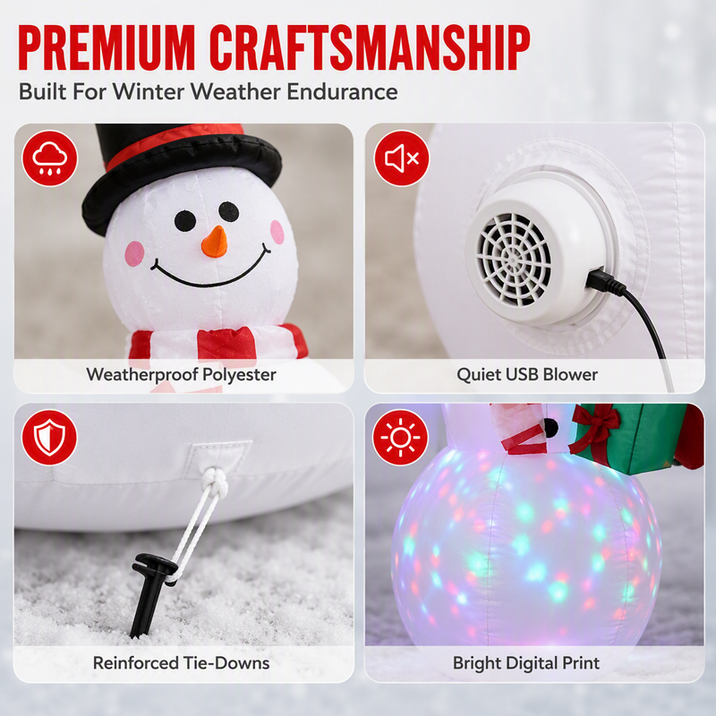 5Ft Christmas Inflatable Snowman with Rotating LED Lights