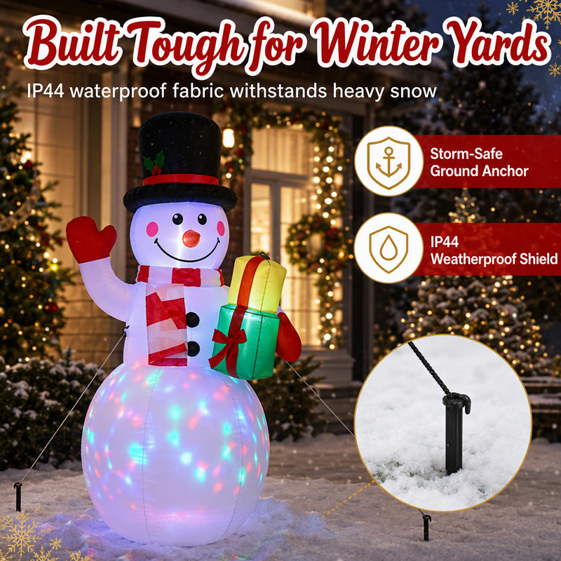 5Ft Christmas Inflatable Snowman with Rotating LED Lights