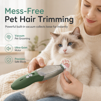 🐾 Low Noise Pet Grooming Kit: Vacuum Clippers, Dual Motor, Rounded Blades, Mess-Free Hair Capture