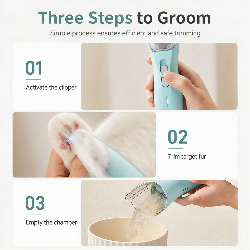 🐾 Low Noise Pet Grooming Kit: Vacuum Clippers, Dual Motor, Rounded Blades, Mess-Free Hair Capture