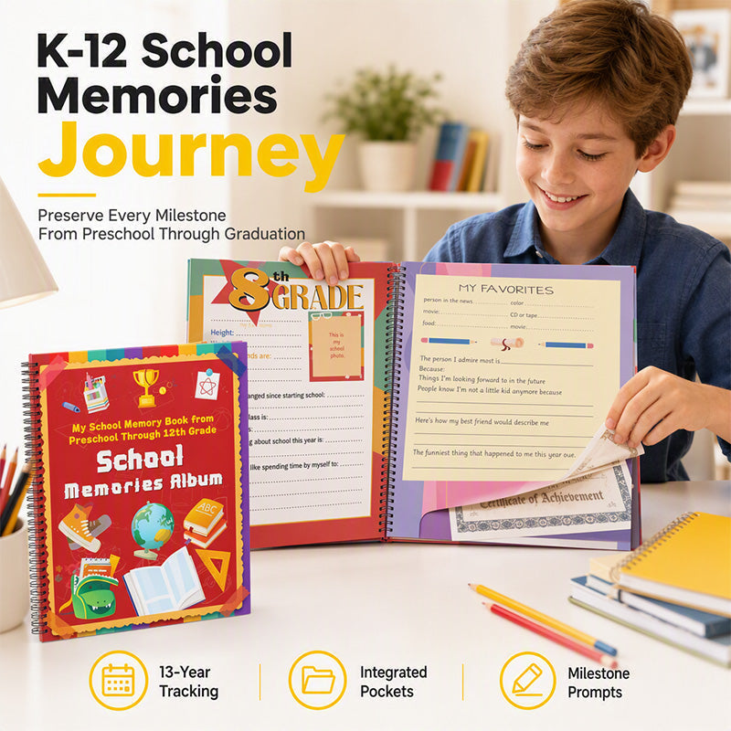 ⏳Limited-time 50% off⏰School Memory Book Keepsake Journal Notebook for Students📓🎓