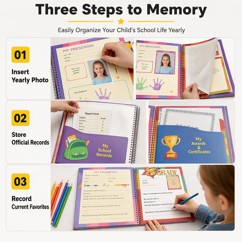 ⏳Limited-time 50% off⏰School Memory Book Keepsake Journal Notebook for Students📓🎓