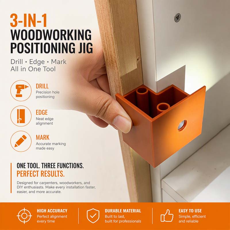 3 in 1 Woodworking Installation Locator and Cabinet Rebounder Drilling with 20 and 23 Dual Use Scribing and Trimming Tool