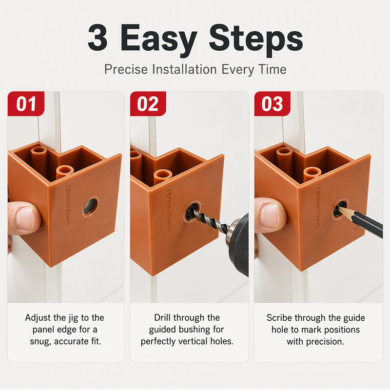 3 in 1 Woodworking Installation Locator and Cabinet Rebounder Drilling with 20 and 23 Dual Use Scribing and Trimming Tool