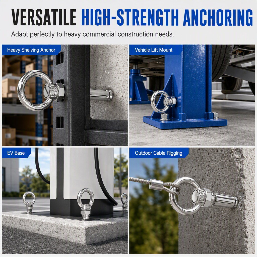 📢📢50% OFF !! ⏰304 Stainless Steel Eyebolt Expansion Bolts with Ring Hook Lifting Eye Anchor Screws