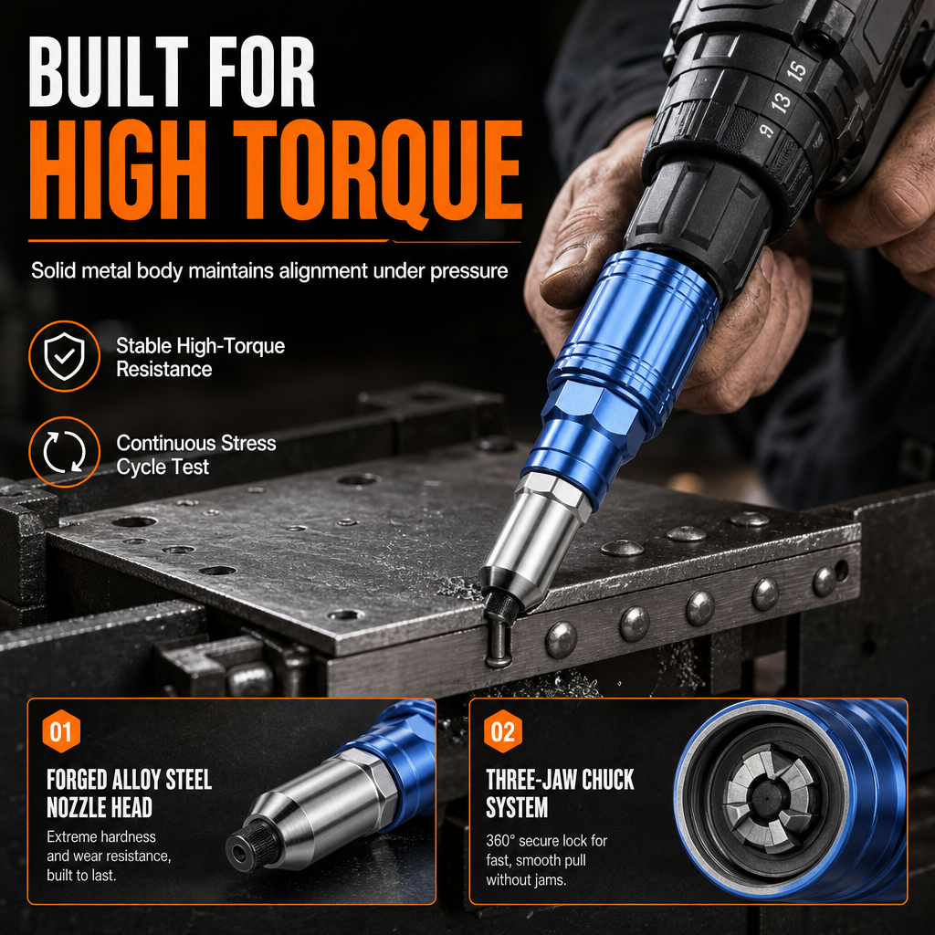 Metal Electric Rivet Gun Drill Adapter Attachment for Blind Rivets