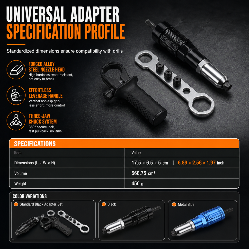 Metal Electric Rivet Gun Drill Adapter Attachment for Blind Rivets