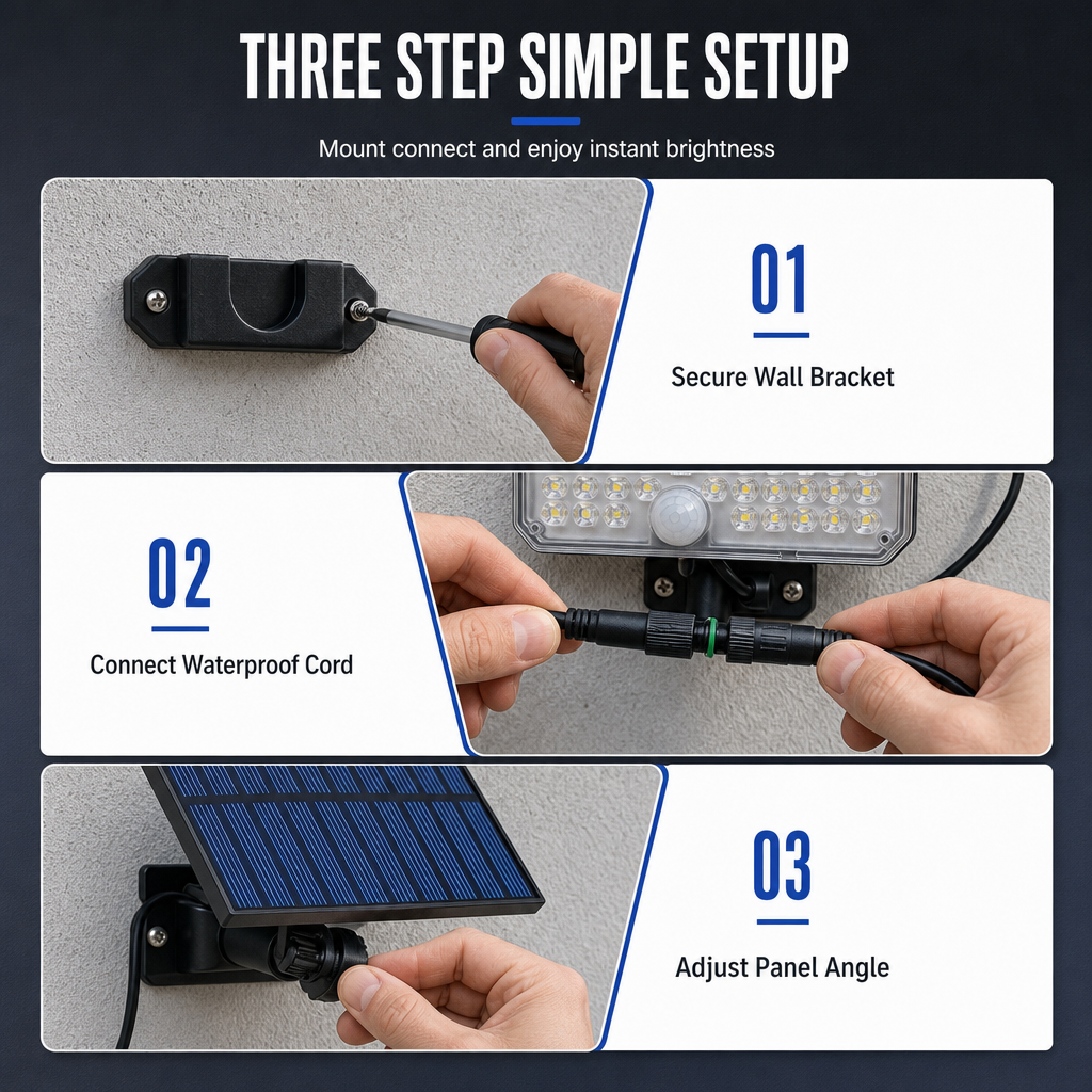☀️Split Design Outdoor Solar Wall Light with Motion Sensor and Remote Control Waterproof Solar Powered Street Lamp with 3 Modes for Courtyard Garage