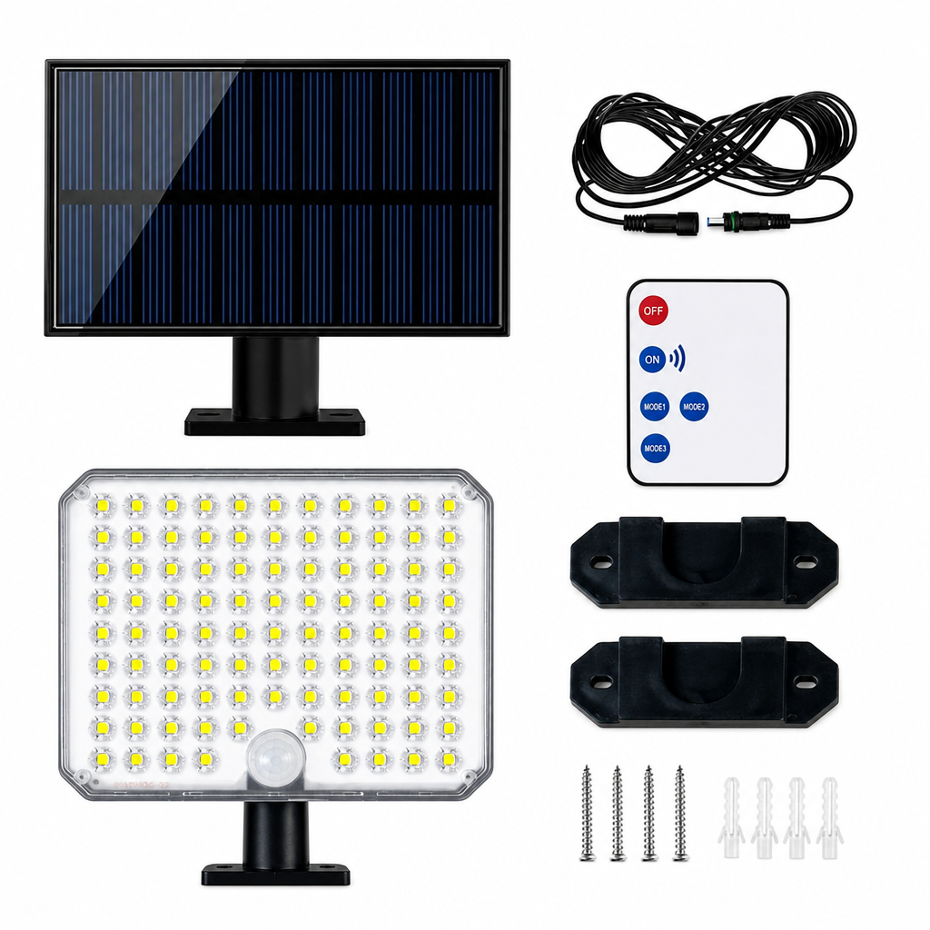 ☀️Split Design Outdoor Solar Wall Light with Motion Sensor and Remote Control Waterproof Solar Powered Street Lamp with 3 Modes for Courtyard Garage