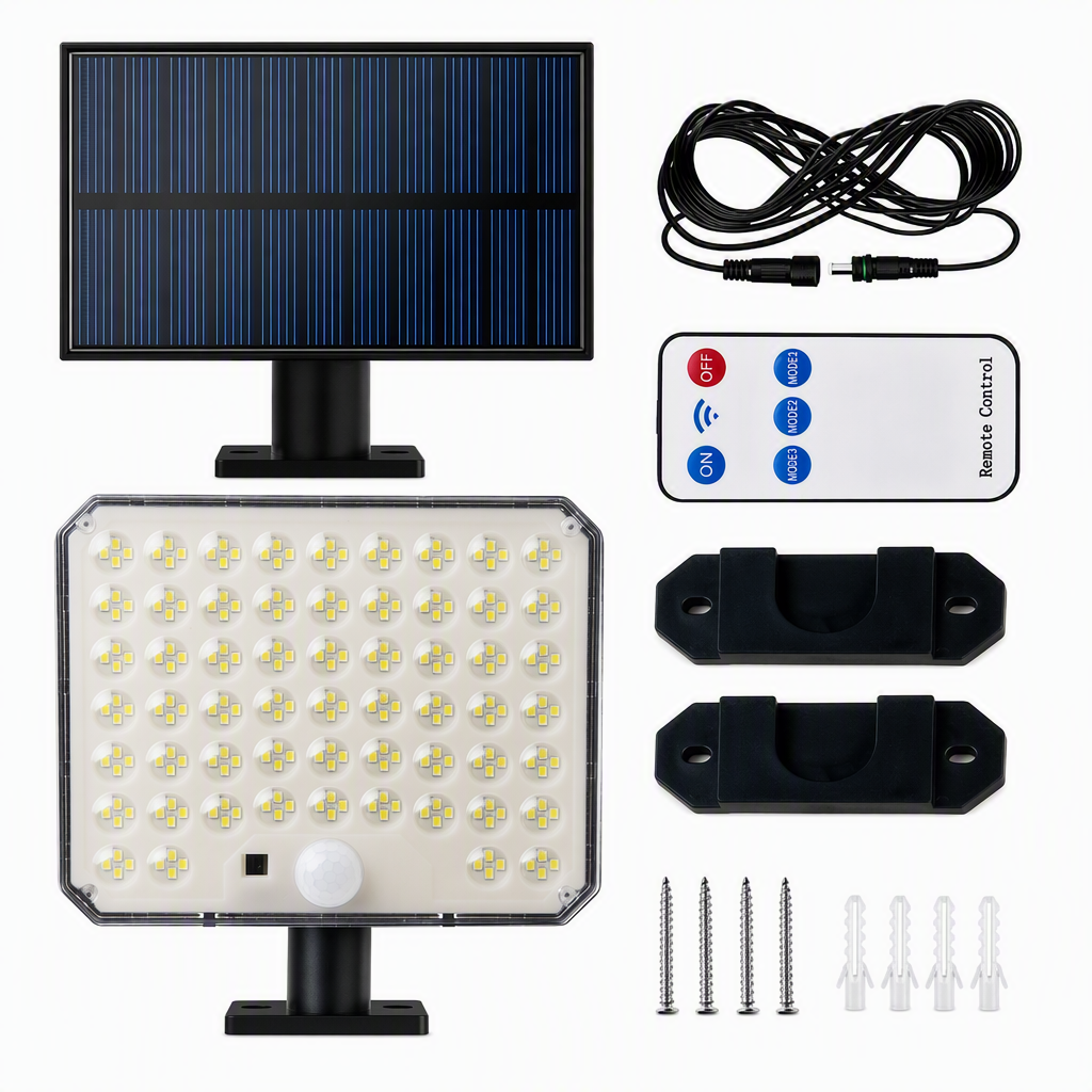 ☀️Split Design Outdoor Solar Wall Light with Motion Sensor and Remote Control Waterproof Solar Powered Street Lamp with 3 Modes for Courtyard Garage