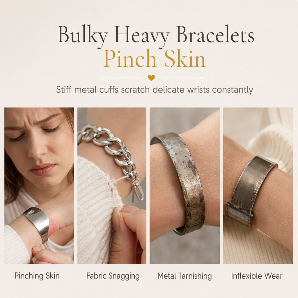 ✨ 50% OFF! ✨ Gold Rhinestone Heart & Square Hollow Chain Bracelet