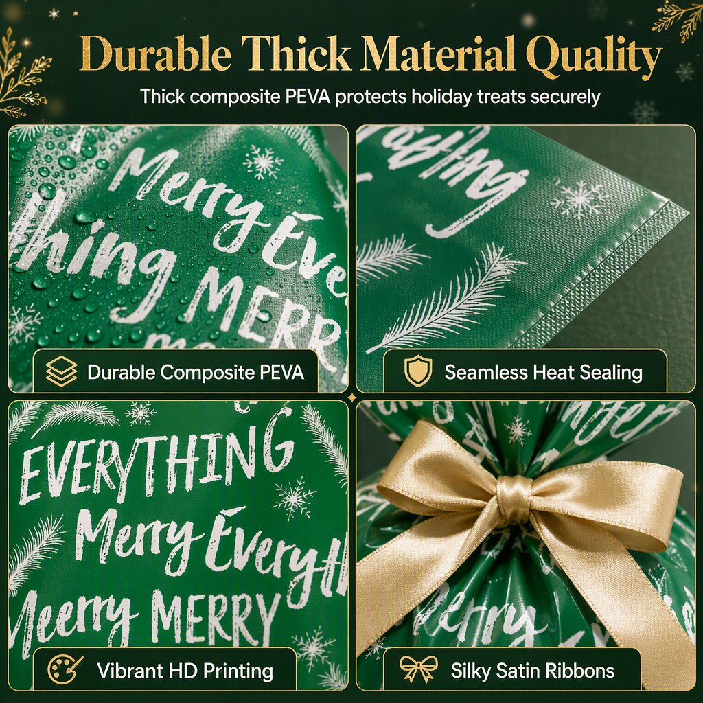 Christmas Drawstring Gift Bags with Ribbon