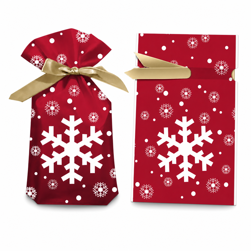 Christmas Drawstring Gift Bags with Ribbon