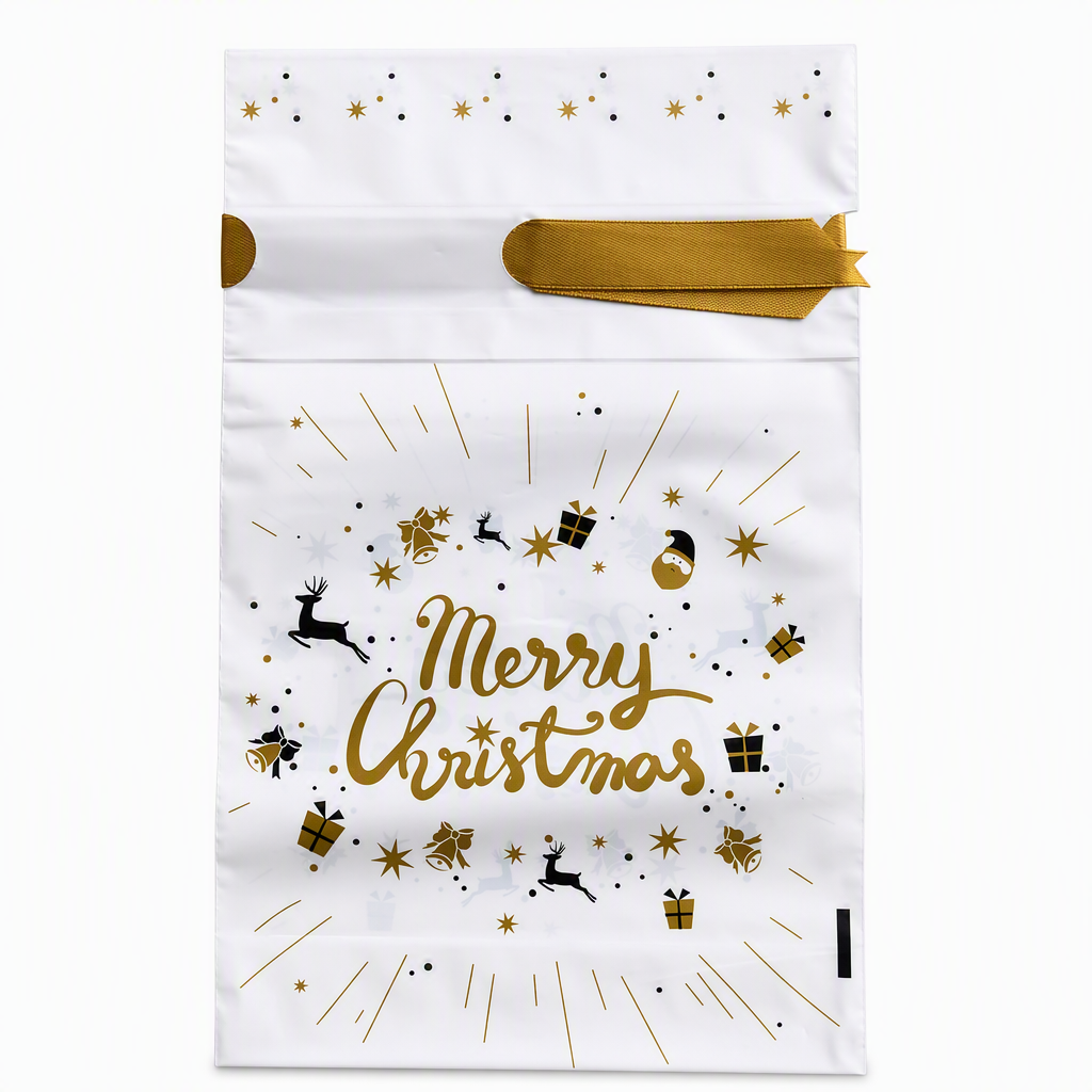 Christmas Drawstring Gift Bags with Ribbon