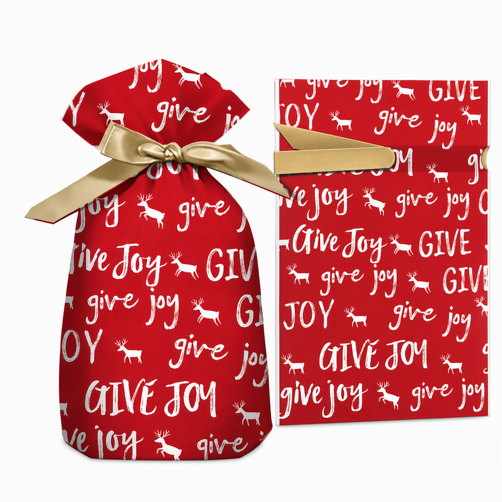Christmas Drawstring Gift Bags with Ribbon