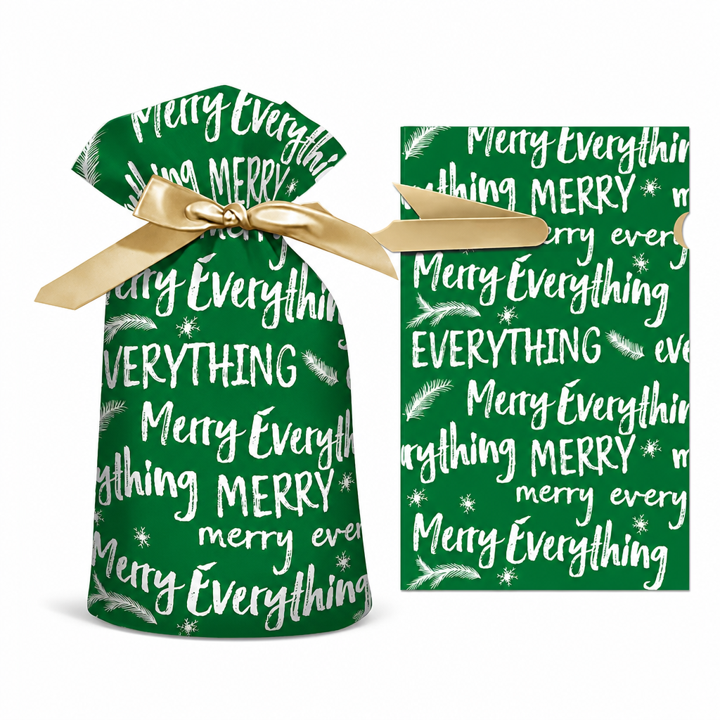 Christmas Drawstring Gift Bags with Ribbon