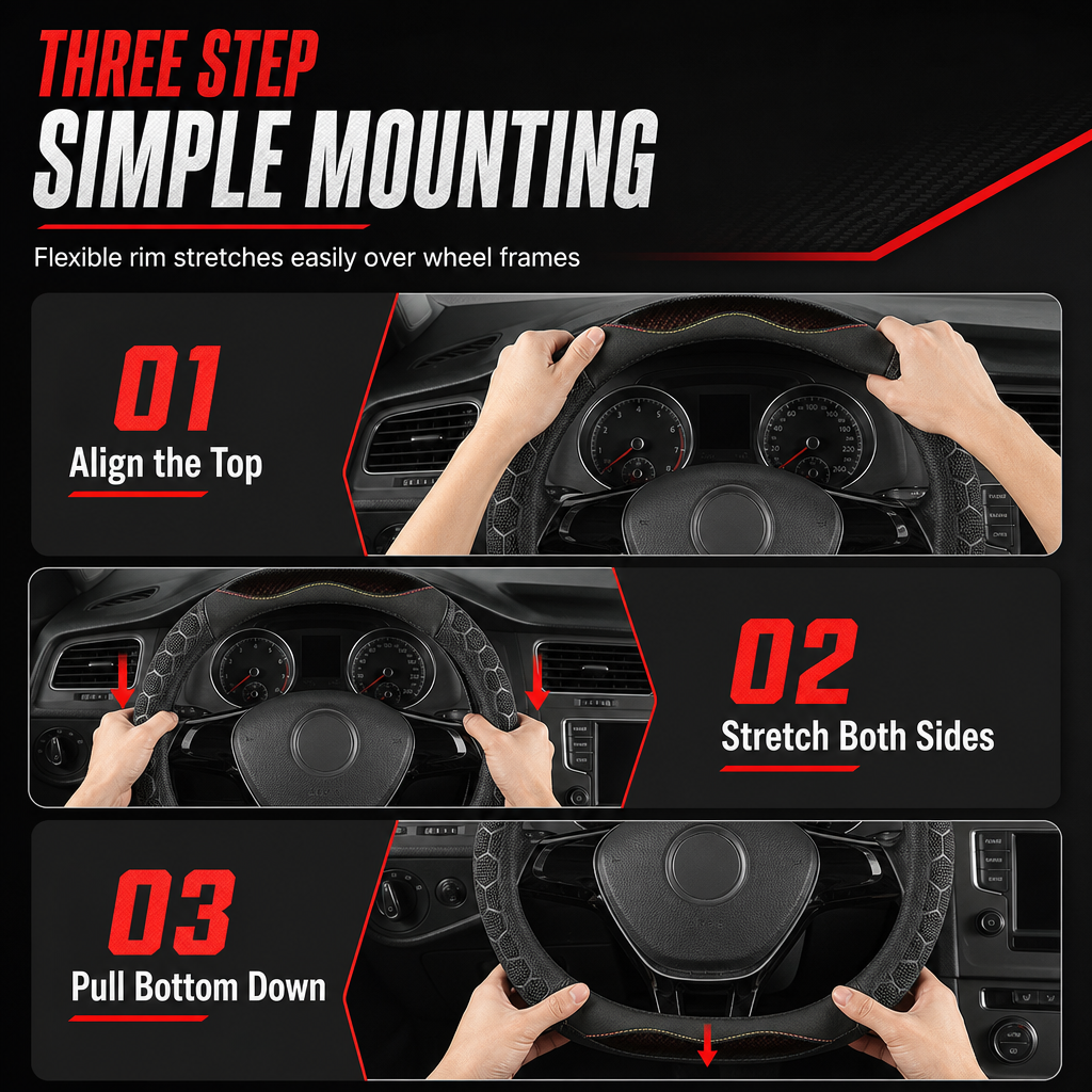 Universal Non Slip Car Steering Wheel Cover Sporty Soccer Honeycomb Texture Steering Wheel Protector