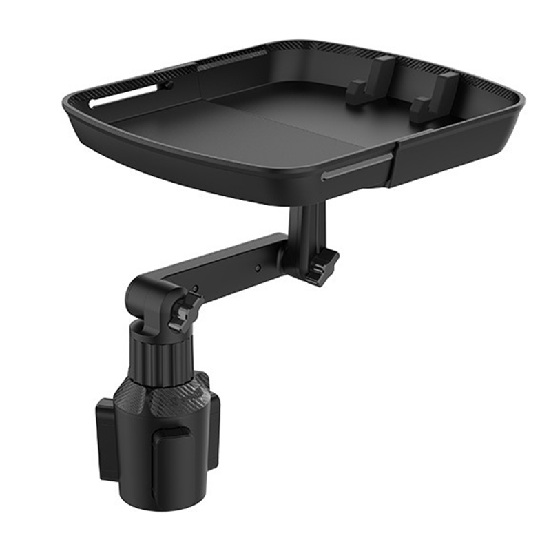 🚗 Car Cup Holder Tray: 360° Swivel, Extendable Surface, Phone Slot, Tool-Free Install