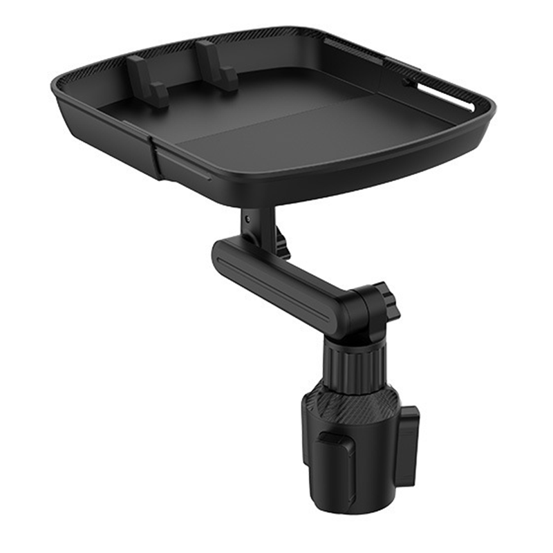 🚗 Car Cup Holder Tray: 360° Swivel, Extendable Surface, Phone Slot, Tool-Free Install