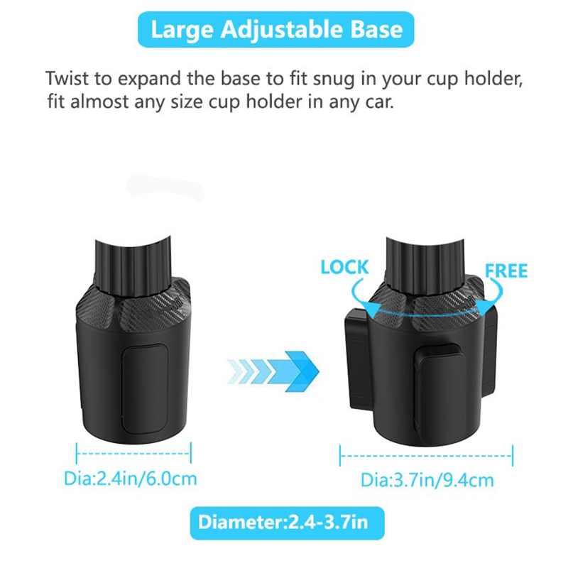 🚗 Car Cup Holder Tray: 360° Swivel, Extendable Surface, Phone Slot, Tool-Free Install