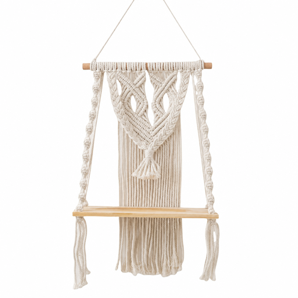 🎁2026 New Arrivals 50% OFF💥Bohemian Hand Woven Macrame Wall Hanging Floating Shelf for Books and Plants Living Room Decor