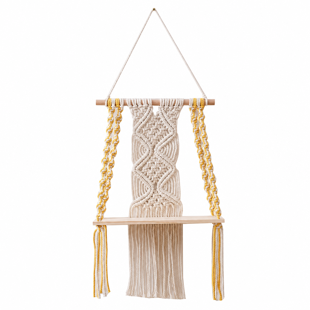 🎁2026 New Arrivals 50% OFF💥Bohemian Hand Woven Macrame Wall Hanging Floating Shelf for Books and Plants Living Room Decor
