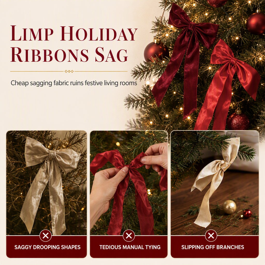 Large Velvet Christmas Bows for Christmas Tree and Holiday Party Decoration
