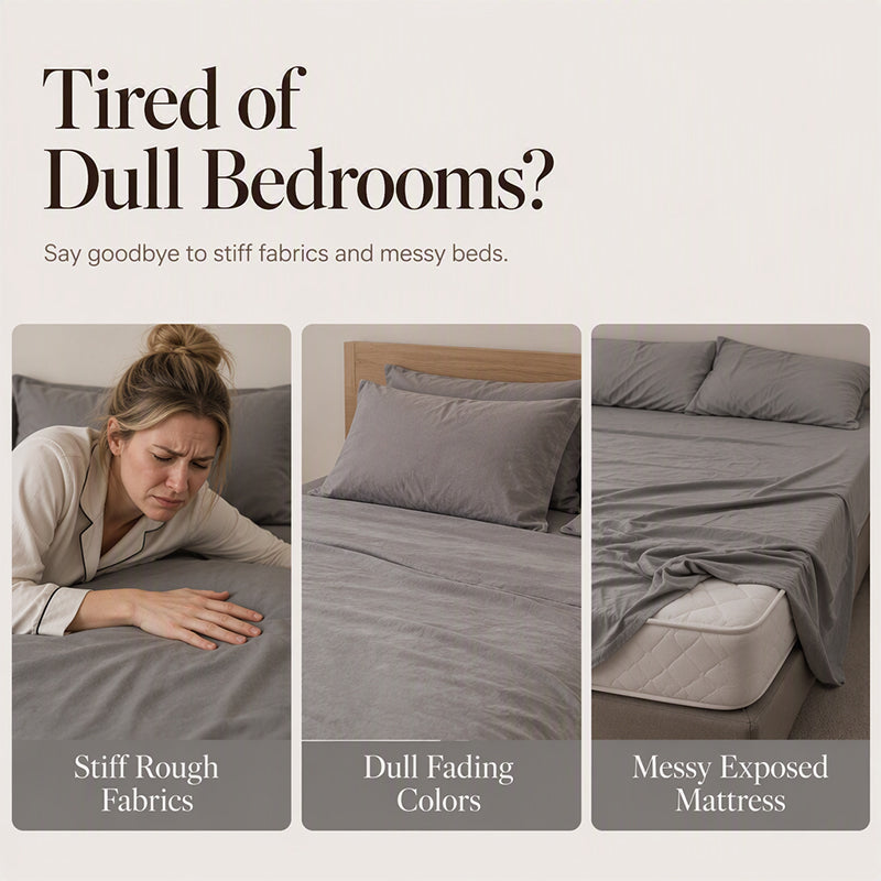 Simple Solid Color 4-Piece Bedding Set with Ruffled Borders
