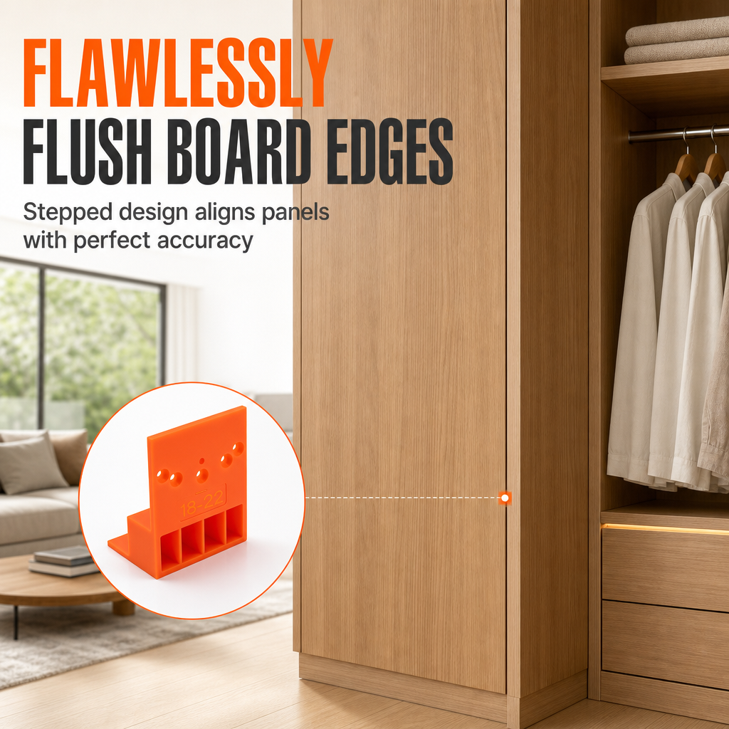 Wardrobe Cabinet Side Filler Panel Installation Locator and Stepped Positioning Plate for Precise Hole Alignment