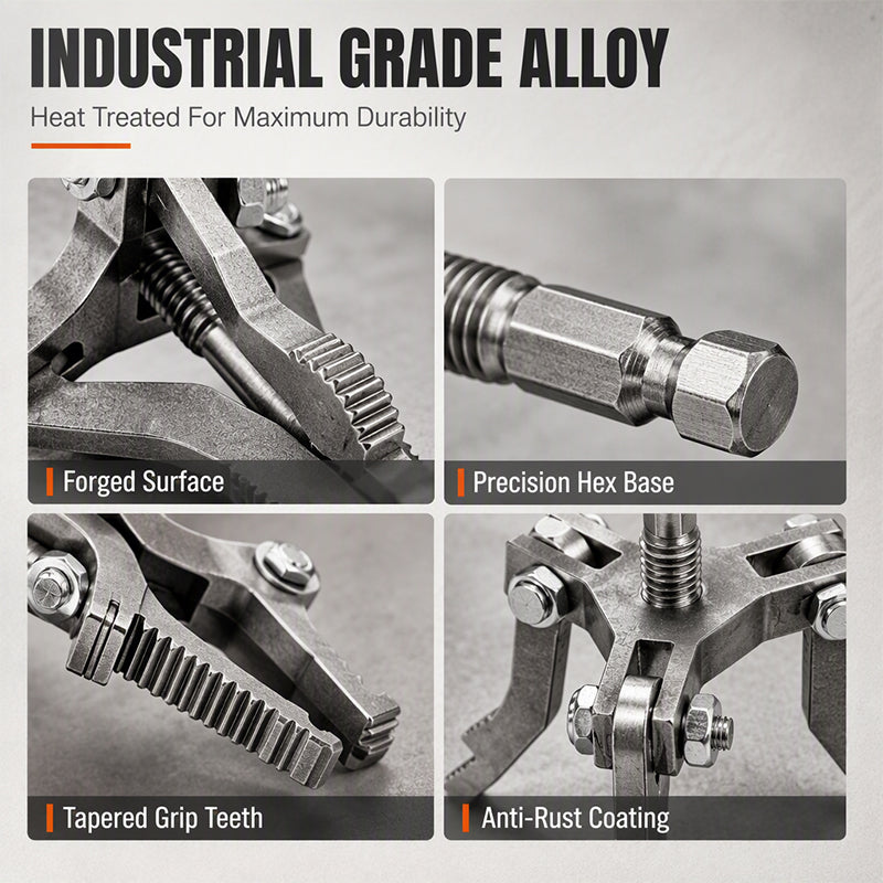 🔧 Broken Pipe Extractor: Multi-Jaw Grip, Dual-Mode, Alloy Steel, for Rusted & Snapped Pipes