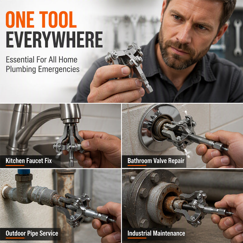 🔧 Broken Pipe Extractor: Multi-Jaw Grip, Dual-Mode, Alloy Steel, for Rusted & Snapped Pipes