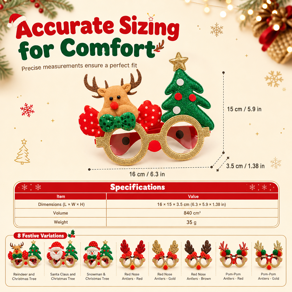 👻 50% OFF NOW! 🎃Novelty Christmas Eyeglass Frames Funny Holiday Party Decoration Eyewear