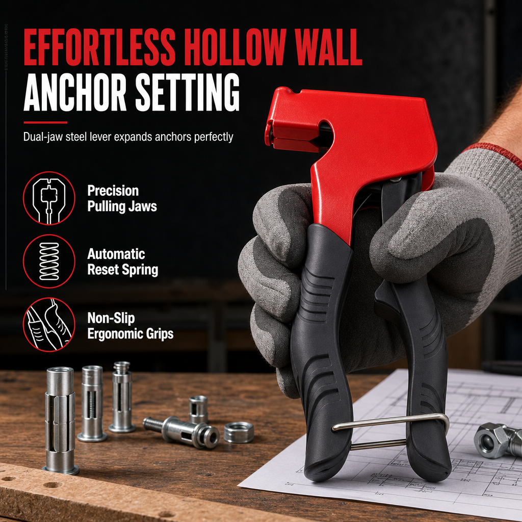 Manual Rivet Nut Gun and Petal Nut Tightening Tool for M3-M8 Hollow Wall Anchors