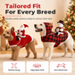 Red Pet Dog Christmas Costume Santa Claus Riding Outfit with Adjustable Chest Strap