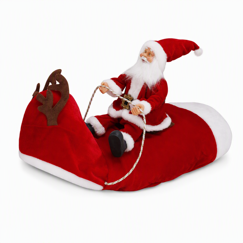 Red Pet Dog Christmas Costume Santa Claus Riding Outfit with Adjustable Chest Strap