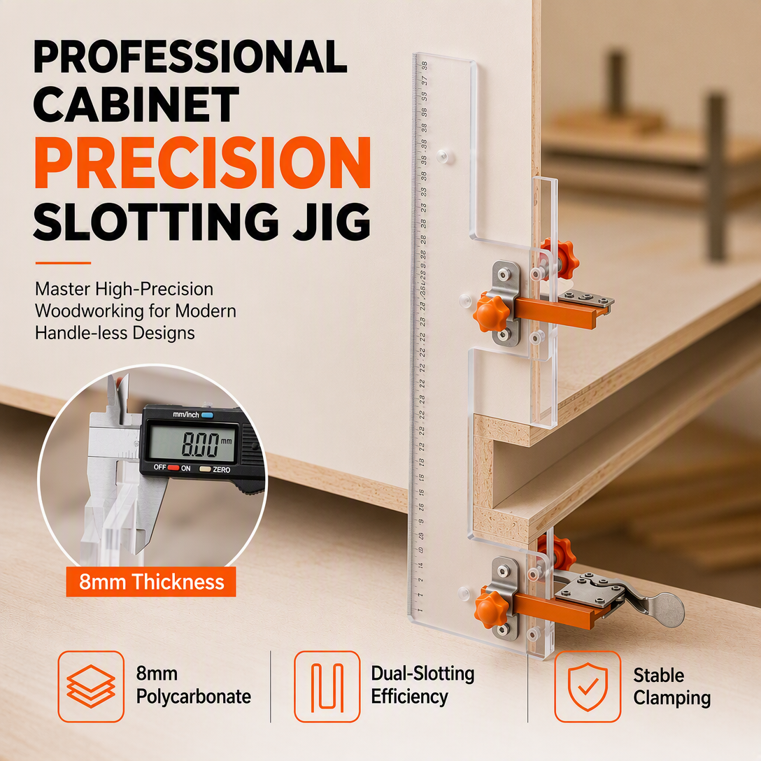 Dedicated Fixing Clamps for Handleless Routing Templates and Drawer Slide Installation Jigs