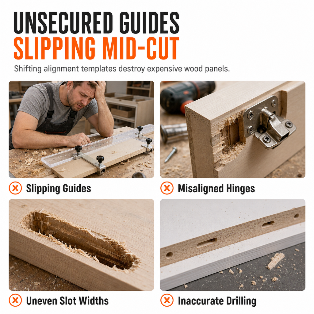 Dedicated Fixing Clamps for Handleless Routing Templates and Drawer Slide Installation Jigs