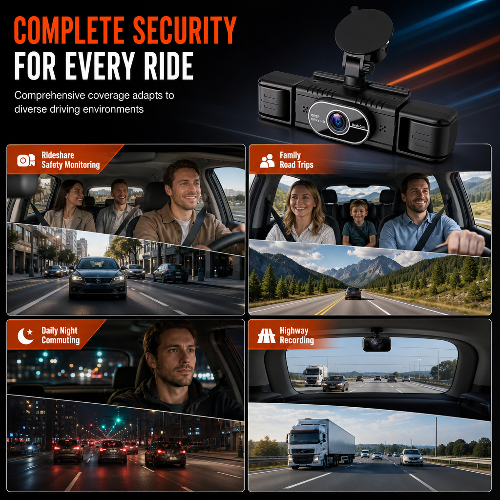 ⏳Limited-time 50% off⏰4-Lens Car Dash Cam 1080P HD – Infrared Night Vision & GPS Sync Recording🚗📹