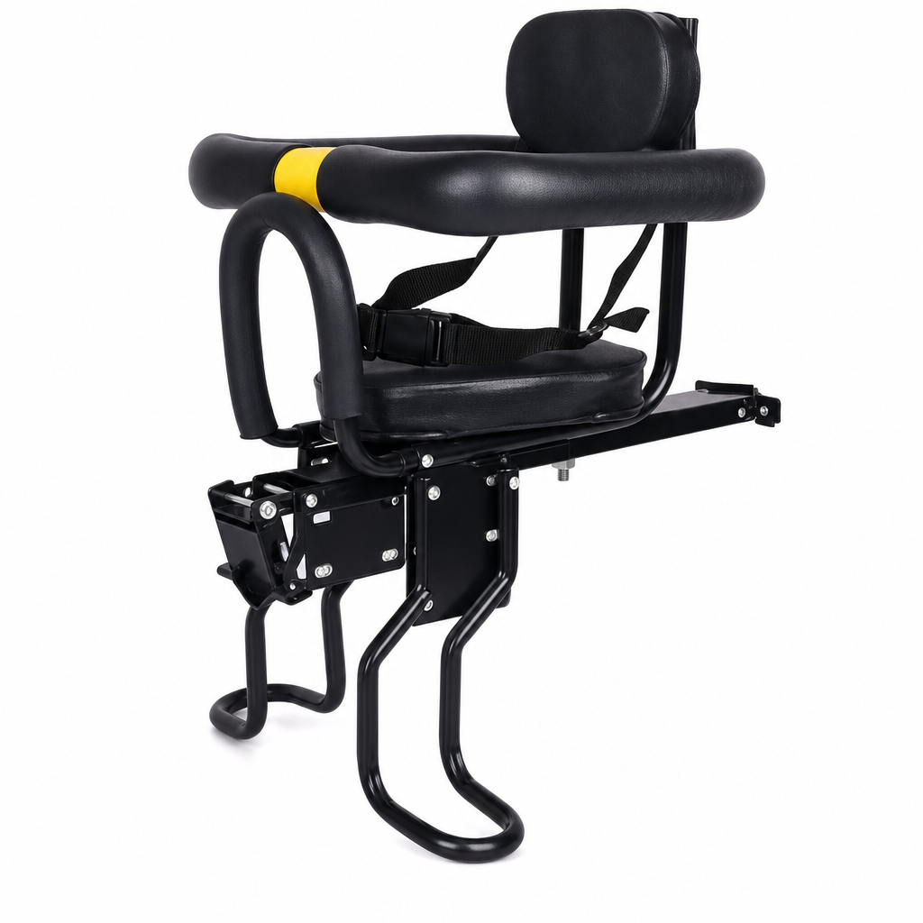 🚴 Parent-Child Bike Seat: Carbon Steel Frame, Enclosed Guardrail, Cushion