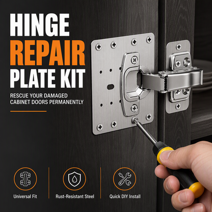 Universal Stainless Steel Cabinet Hinge Repair Plate Kit with Screws for Furniture Cupboard Door