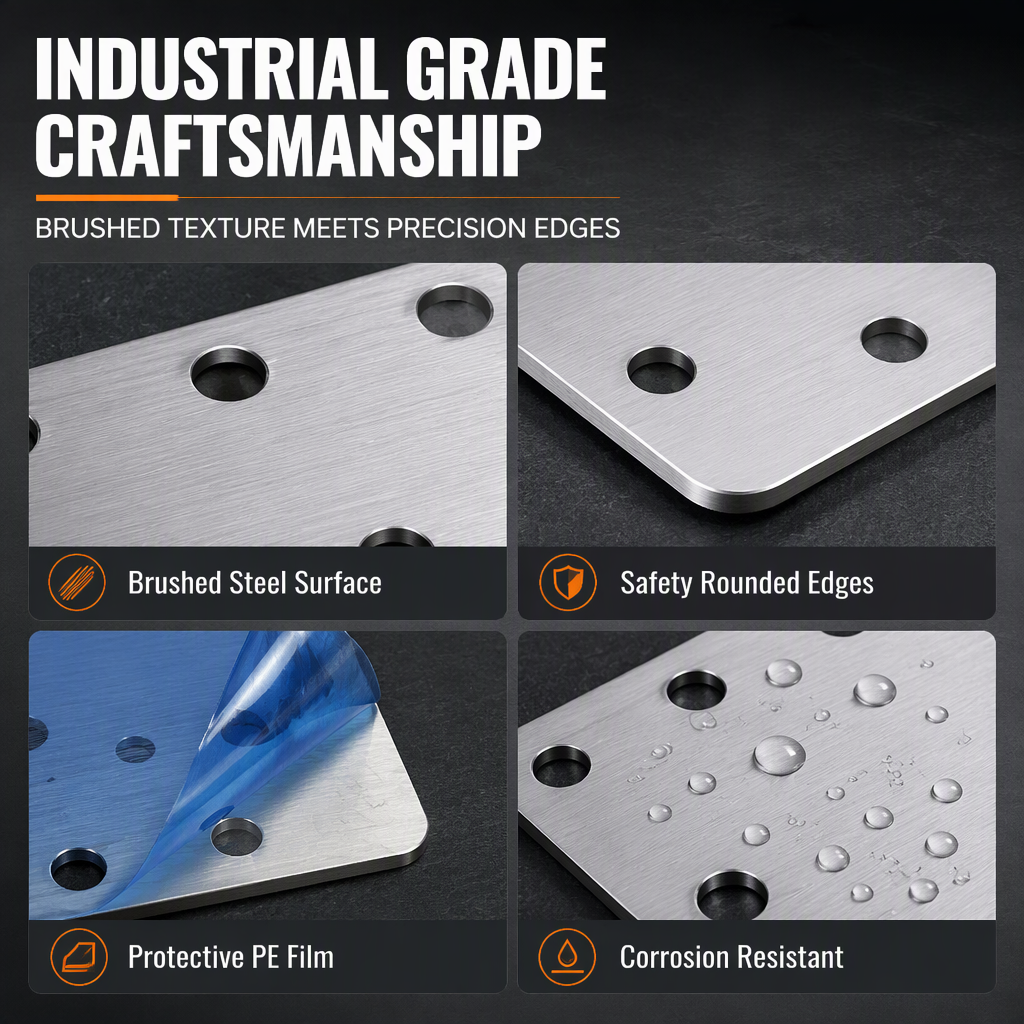 Universal Stainless Steel Cabinet Hinge Repair Plate Kit with Screws for Furniture Cupboard Door