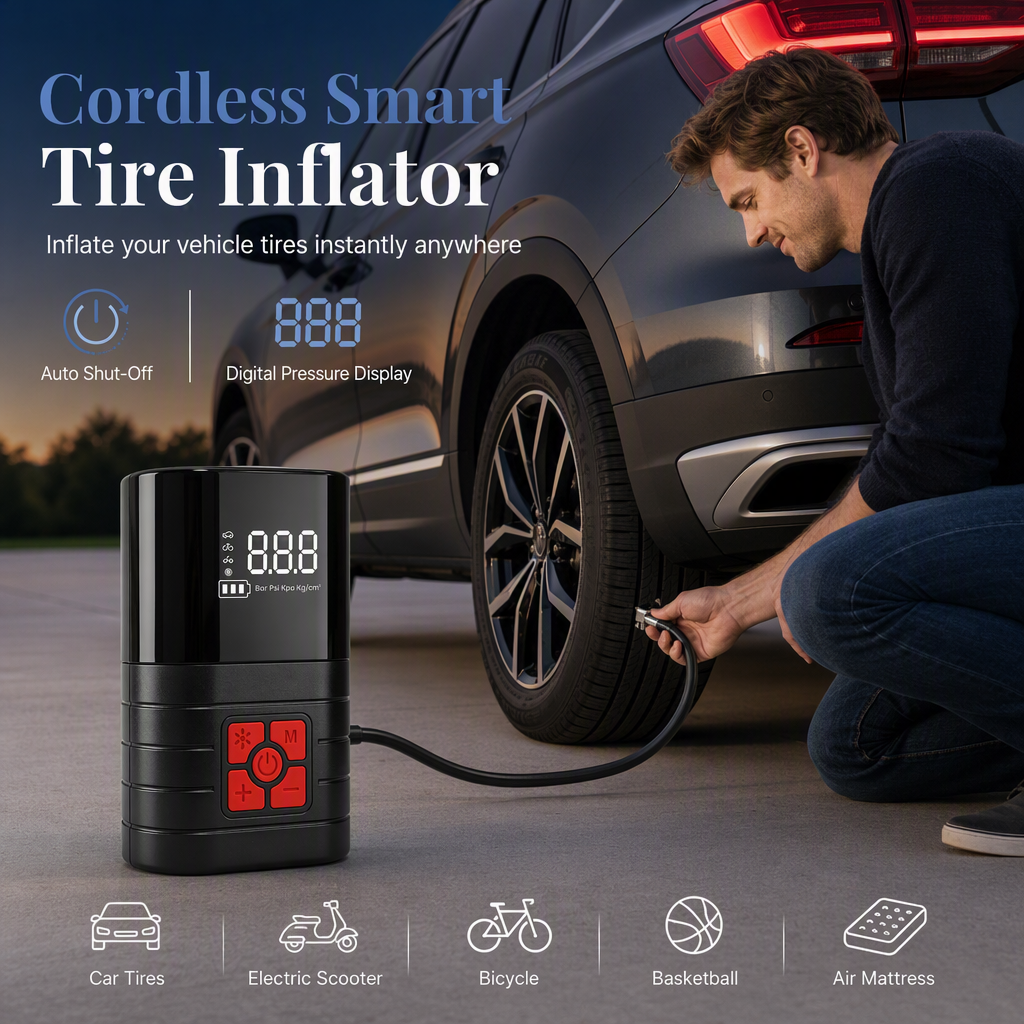🔥 50% OFF ⚡ Portable Handheld Electric Tire Inflator🚲 – Air Pump for Car, Bicycle & EV Tires, Compact Electric Tire Inflation Tool🚗