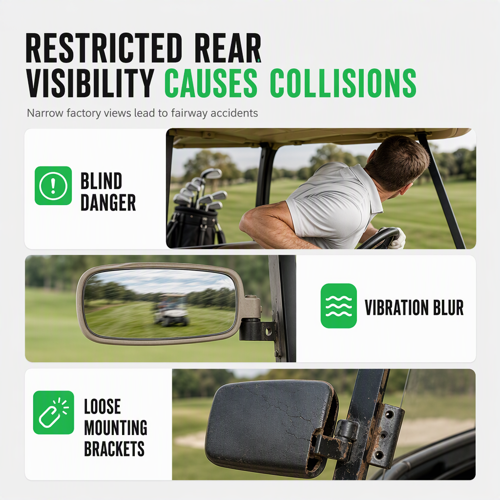 ⛳ Save 50%! 🪞 Universal Golf Cart Mirror – Curved glass & anti-shake mount ✨