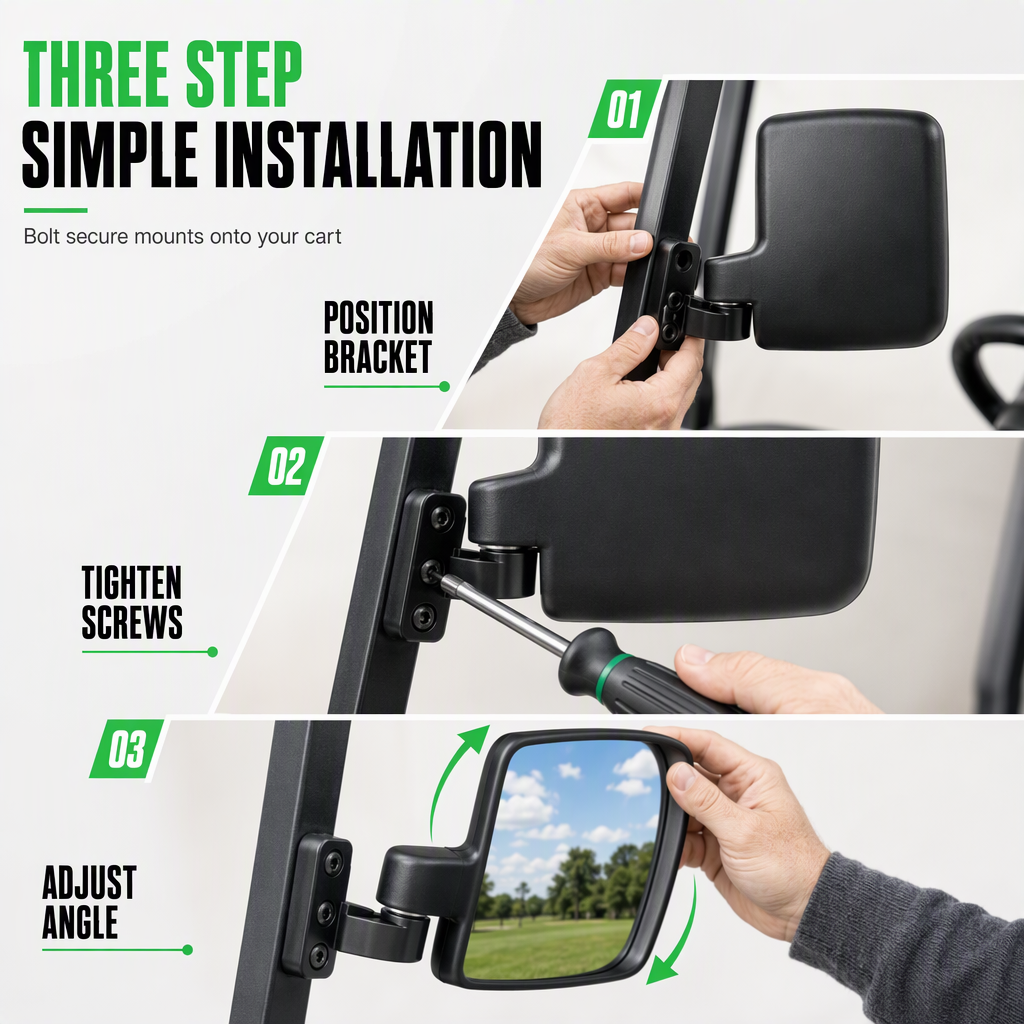 ⛳ Save 50%! 🪞 Universal Golf Cart Mirror – Curved glass & anti-shake mount ✨
