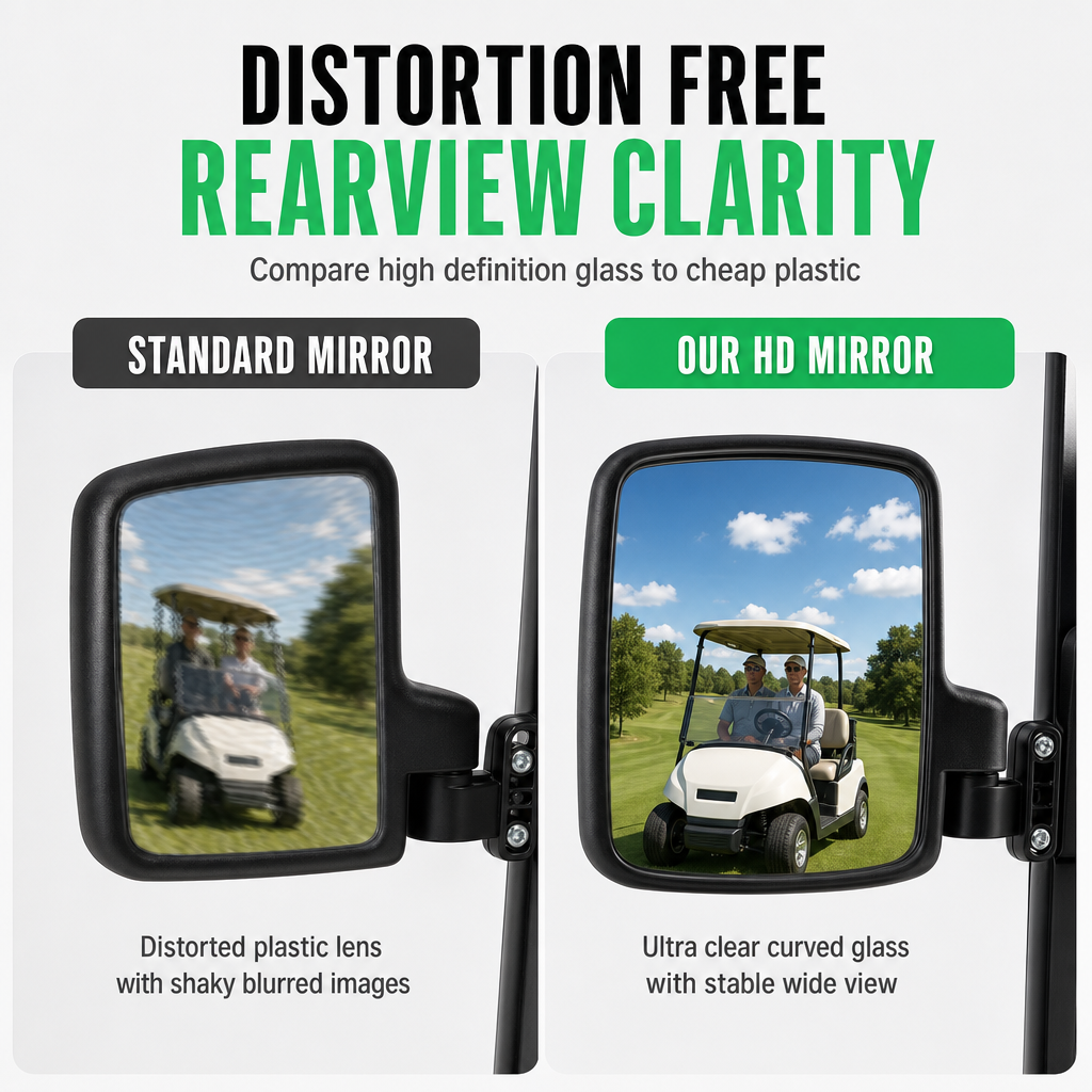 ⛳ Save 50%! 🪞 Universal Golf Cart Mirror – Curved glass & anti-shake mount ✨