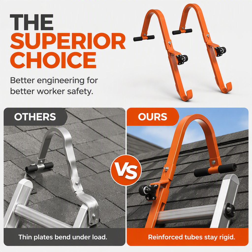 Aluminum Alloy Ladder Stabilizer Roof Hooks with Stabilizer Rod for Straight Ladders