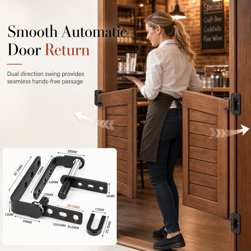 Stainless Steel Double Acting Closing Hinge Set for Saloon Cafe and Bar Doors